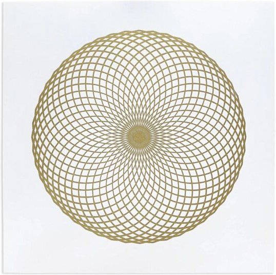 Veskor Cassiopeia LOTUS DES LEBENS Heilige Geometrie Linoldruck | 50 × 50 cm | Gold auf Weiß