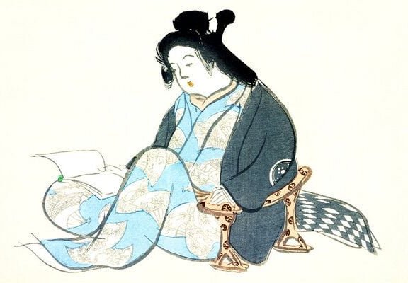 Photocircle Poster / Leinwandbild - Lesende Dame aus Momoyogusa