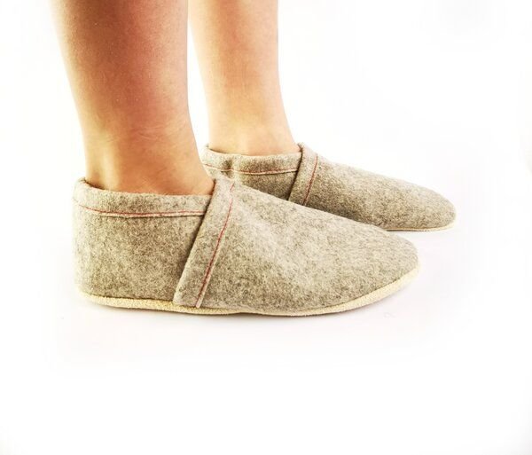 Süßstoff Handgefertigte Hausschuhe für Kinder aus Wolle mit Naturledersohle - Nachhaltige Qualität