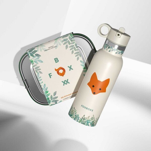 FOXBOXX ÖKO Kinderset,- FOX Flasche 0,35 / 0,5 / 0,75 + Edelstahl Lunchbox 800/1200ml