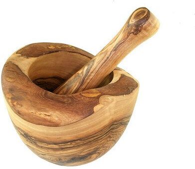 Olivenholz erleben Mörser rustikal inkl. Stößel (ca. 12 cm) aus Olivenholz
