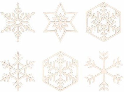 BeWooden 6St.Weihnachtsdekoration aus Holz "Schnee" / 2 verschiedene Farben