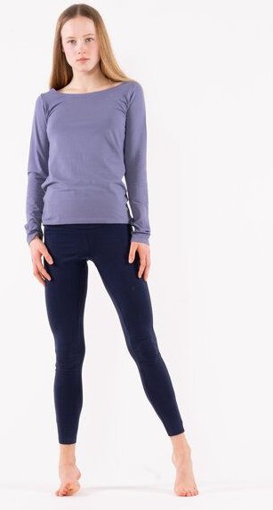 YOIQI Langarmshirt mit weitem Halsausschnitt in hellblau