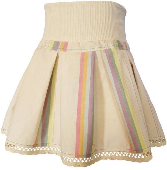 liebewicht Faltenrock für Mädchen weiß bunt gestreift bio