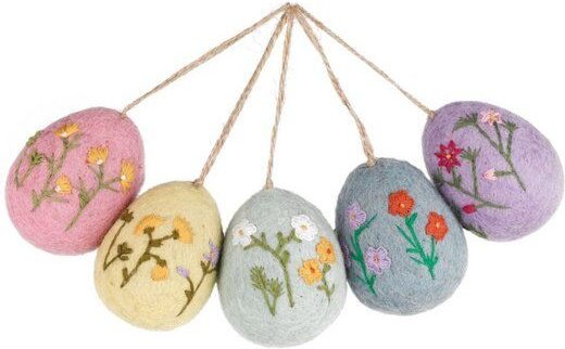 felt so good Besticktes Ostereier 5er Set groß aus Filz