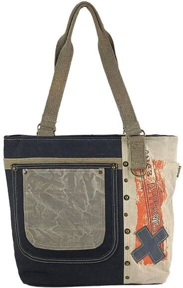 Sunsa Shopper Canvas Handtasche in Vintage Stil, Vegane Schultertasche