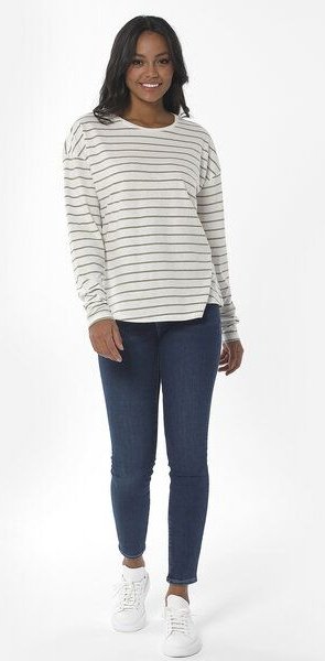 ORGANICATION Gestreiftes Longsleeve T-Shirt aus Bio-Baumwolle und Leinen