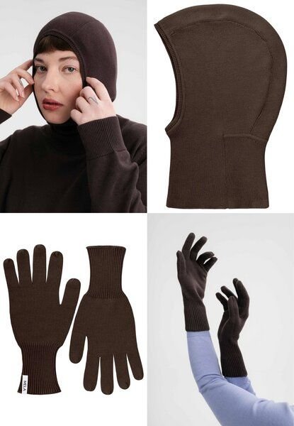 MELA Bundle Feinstrick Balaklava CHARVI + Strick Handschuhe RISHI