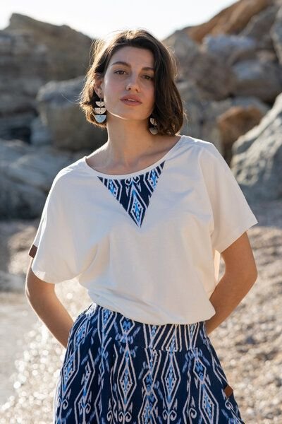 KOKOworld Bluse Saja – weiche Viskose weiter Schnitt reversible V-Ausschnitt – bequem für Yoga – Fair produziert