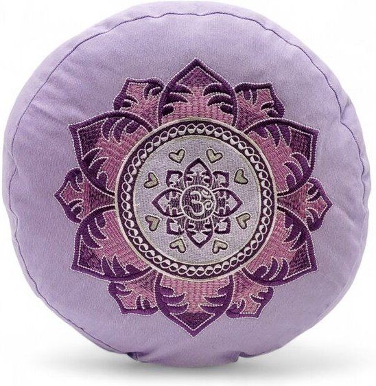 BAGHI Meditationskissen Rund pastellige Farben Om Bestickung - Sitzhöhe 15cm Bio-Baumwolle kbA