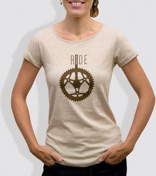 little kiwi Damen T-Shirt, "Ride", Mid Heather Beige