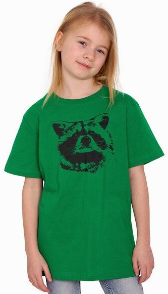 HANDGEDRUCKT "Waschbär" Kinder T-Shirt Baumwolle (kbA)