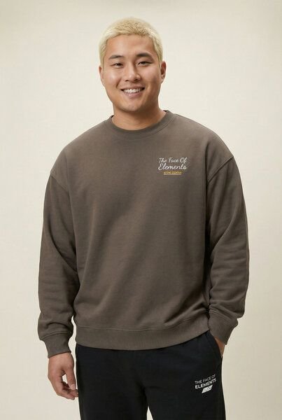 THE FACE OF ELEMENTS BEYOND ESCAPISM - RELAXED FIT SWEATSHIRT AUS 100% BIO-BAUMWOLLE
