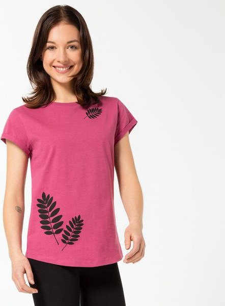Spangeltangel Damenshirt "Vogelbeerblätter", T-Shirt, gedrucktes florales Motiv, für Frauen