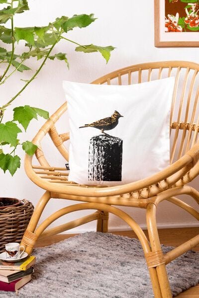 Hirschkind Bio-Kissenbezug 'Tempelhofer Feldlerche' weiß, 40*40cm