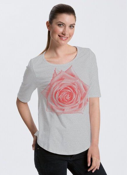 Peaces.bio - handbedruckte Biomode Bio-Halbarm Shirt Rose Damen