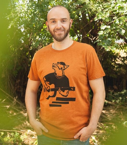 päfjes Frank Fuchs/Gitarre Fuchs - Fair gehandeltes Männer T-Shirt - Slub Orange