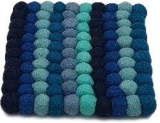 Frida Feeling Filz Untersetzer eckig mit Streifen - Blau