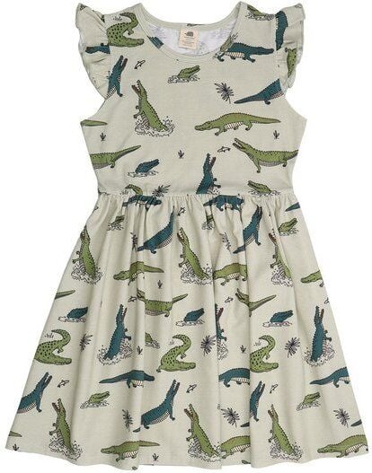 Kleinkinder Rüschenkleid mit Krokodil-Print aus Bio-Baumwolle – Walkiddy