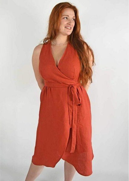 Aatise Wickelkleid aus 100% Leinen Zargot - ärmellos