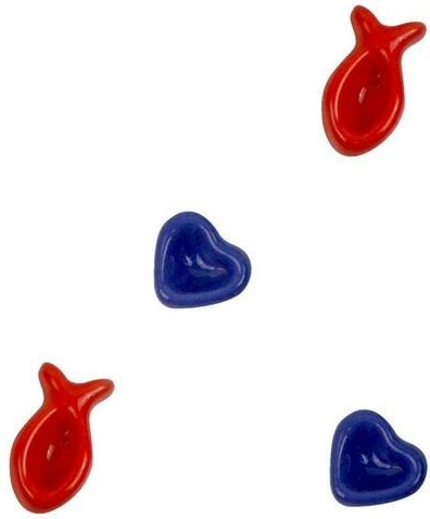 Mitienda Shop Dekosteine Keramik 4er Set Herz Fisch