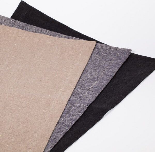 nahtur-design 3er Set Tischset aus 100% Leinen, Leinendenim
