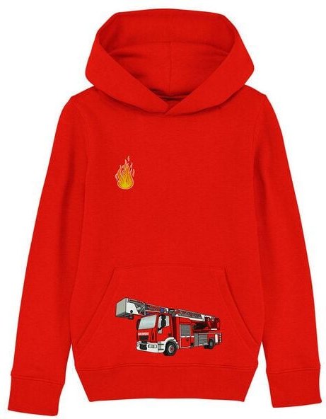 Spangeltangel Kinder-Hoodie "Feuerwehr" rot