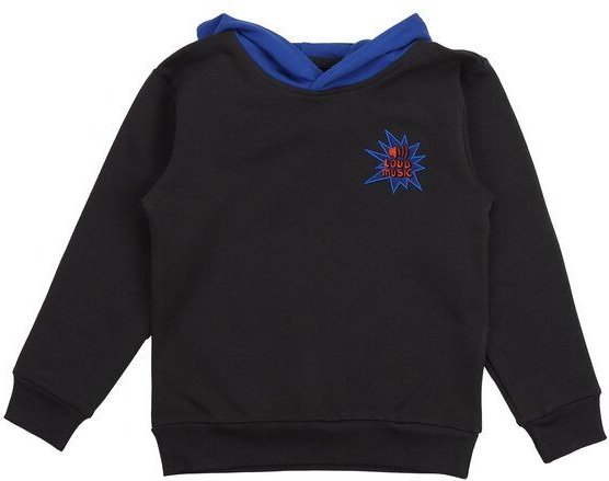 Cotokids Kinder Hoodie GOTS-zertifiziert aus Bio-Baumwolle, schwarz mit blauem Futter und Motiv – Walkiddy, Kapuzenpullo...
