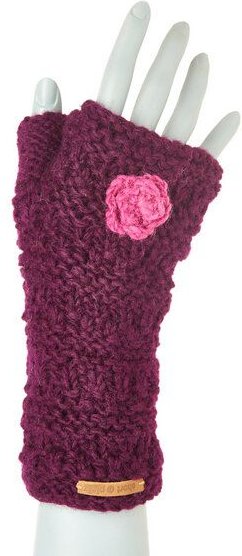 short'n'pietz Schurwollhandstulpen mit Blumenmotiv, handgestrickt