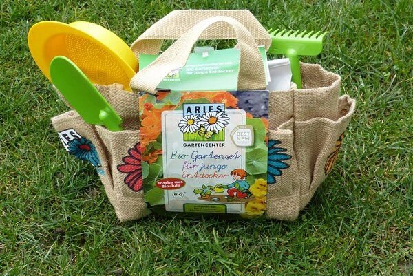 ARIES Bio Gartenset für junge Entdecker in der Jutetasche