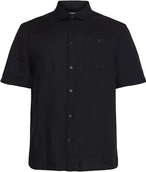 KnowledgeCotton Apparel Kurzarm-Hemd Custom Fit Leinen