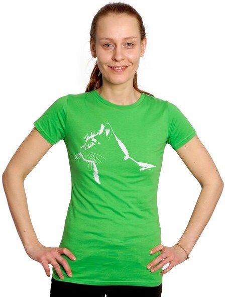HANDGEDRUCKT "Stubentiger" Frauen-T-SHIRT von Earth Positiv Biobaumwolle