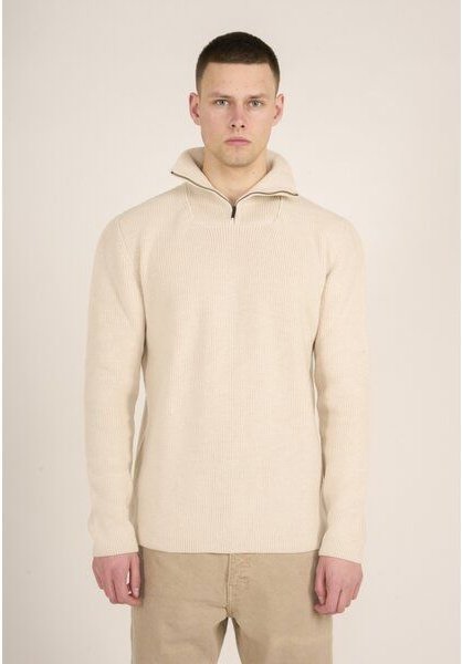 KnowledgeCotton Apparel Troyer - 1/2 neck zip merino wool rib knit - aus Bio-Wolle