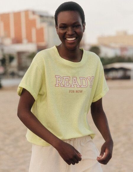 LANIUS Statementshirt "READY" (OCS) aus Hanf und Bio-Baumwolle