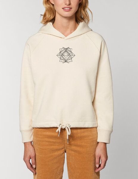 Human Family Kurzer Bio Damen Hoodie "Invent - Polygon"