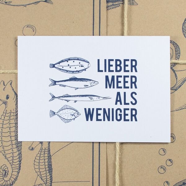 Bow & Hummingbird Postkarte Lieber Meer als weniger