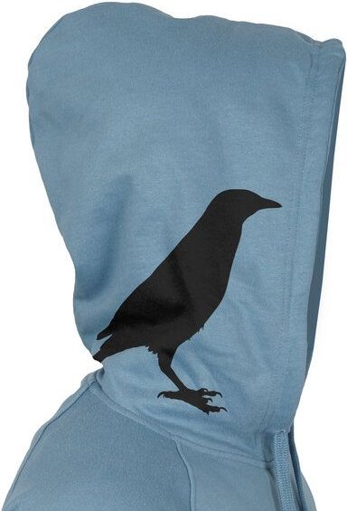 HANDGEDRUCKT "Rabenflüsterer" Männer Zip Hoody aus reiner Biobaumwolle (kbA)