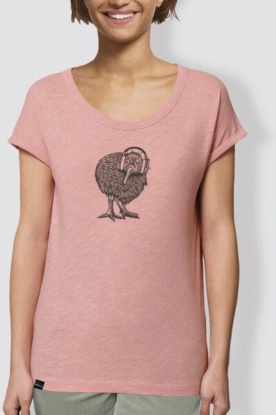 little kiwi Damen T-Shirt, "Abschalten", Rosé, locker geschnitten