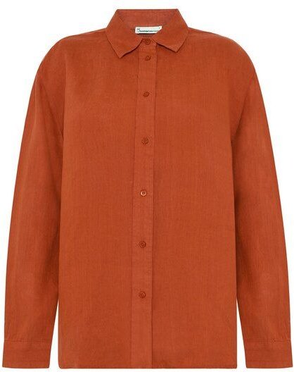 KnowledgeCotton Apparel Lockeres Leinenhemd mit langen Ärmeln - Bio-Leinen GOTS/Vegan