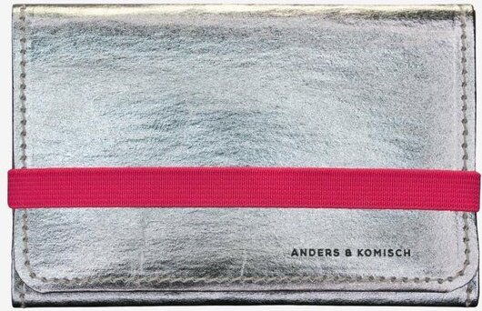 ANDERS & KOMISCH Geldbörse mittelgroß Silber - A&K KOMPAKT Portemonnaie mit Münzfach