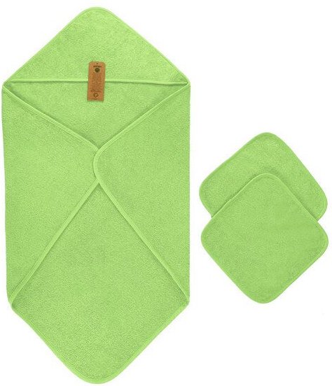 Thumbnail - Arus Baby-Kapuzenhandtuch mit 2 Baby-Waschlappen 100% Bio-Baumwolle