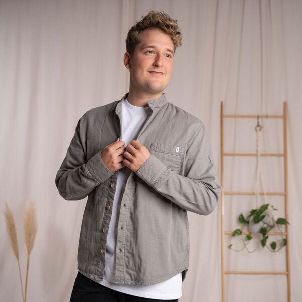 Vresh Clothing Christover - Hemd aus Biobaumwolle, Aschegrau