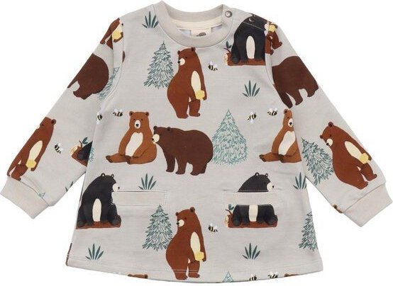 Baby Kleid Langarm – Beige mit Tiermotiv, weich & bequem | von Walkiddy