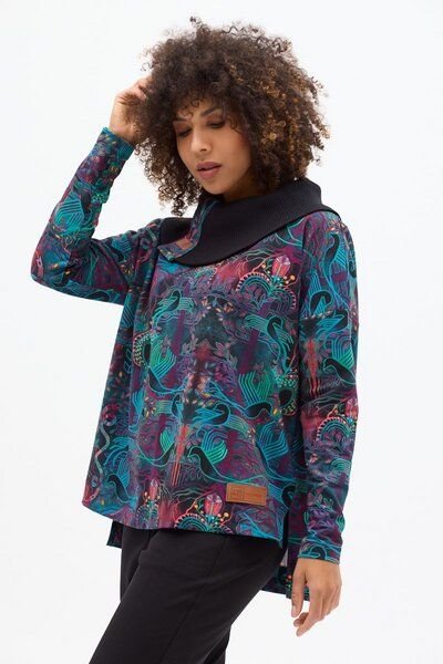 KOKOworld Sweatshirt Cinta – Oversize-Schnitt – Boot-Ausschnitt mit breitem Rippkragen – farbenfroher Print – fair produ...