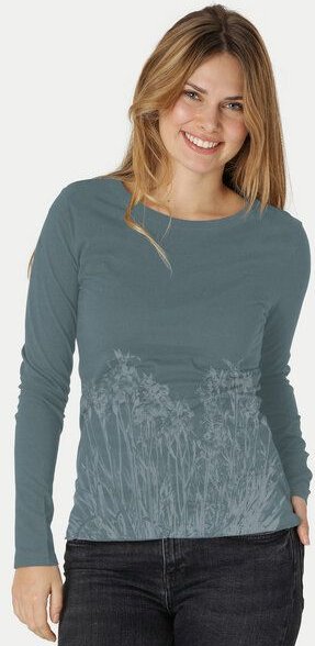 Thumbnail - Peaces.bio - handbedruckte Biomode Langarmshirt Damen Mystic Iris