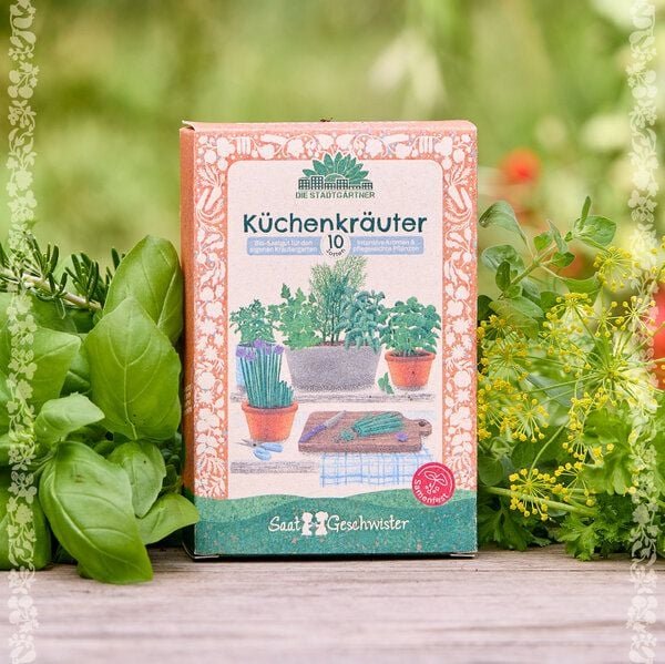 Die Stadtgärtner BIO-Saatgut-Set "Küchenkräuter" I Saatgut-Set mit verschiednen Küchernkräuter I Kleiner Küchenhelfer