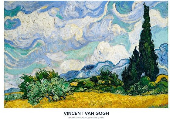 Photocircle Poster / Leinwandbild - Ausstellungsposter Weizenfeld mit Zypressen von Vincent van Gogh