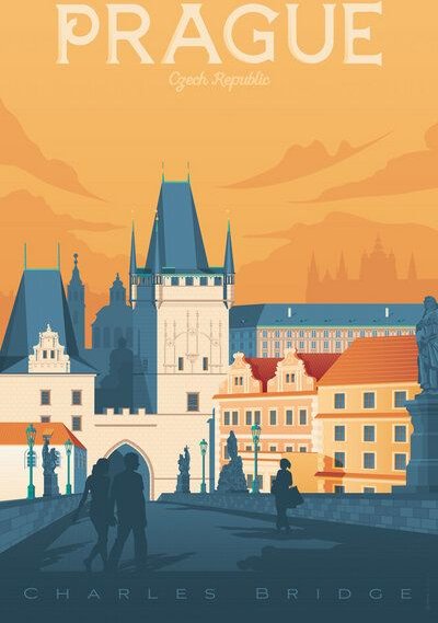 Photocircle Poster / Leinwandbild - Prag Vintage Travel Wandbild