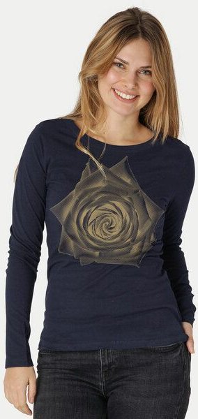 Peaces.bio - handbedruckte Biomode Bio-Damen-Langarmshirt Rose