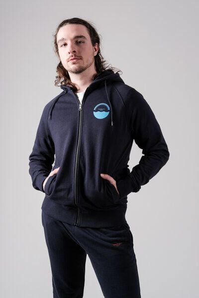 FANTASTIC REALITY STUDIOS WELCOME NAVY ZIP-UP HOODIE – Bio-Baumwolle, Unisex